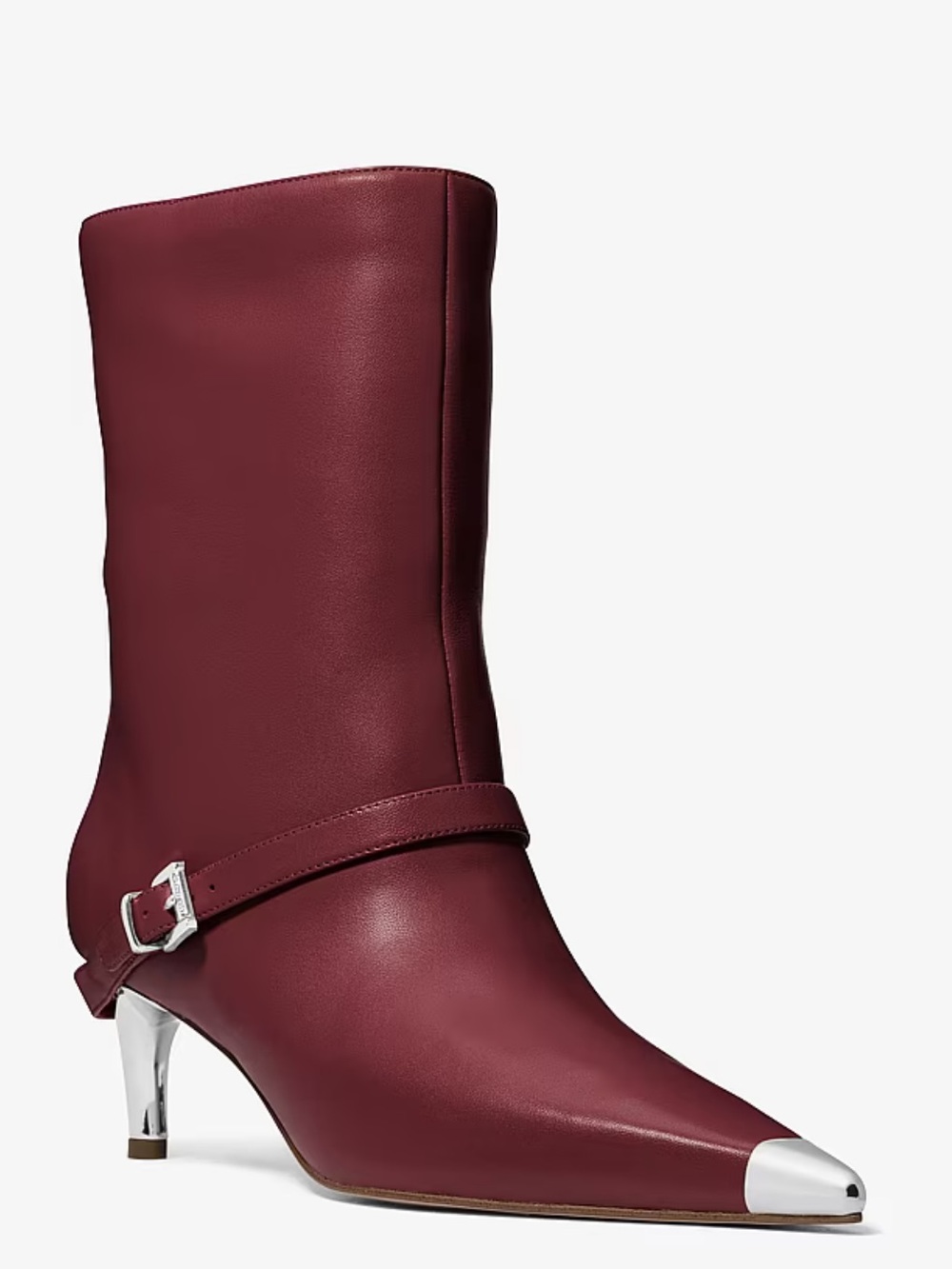 Michael Kors Kasia Leather Buckle Boot in Oxblood - Picture 4 of 8